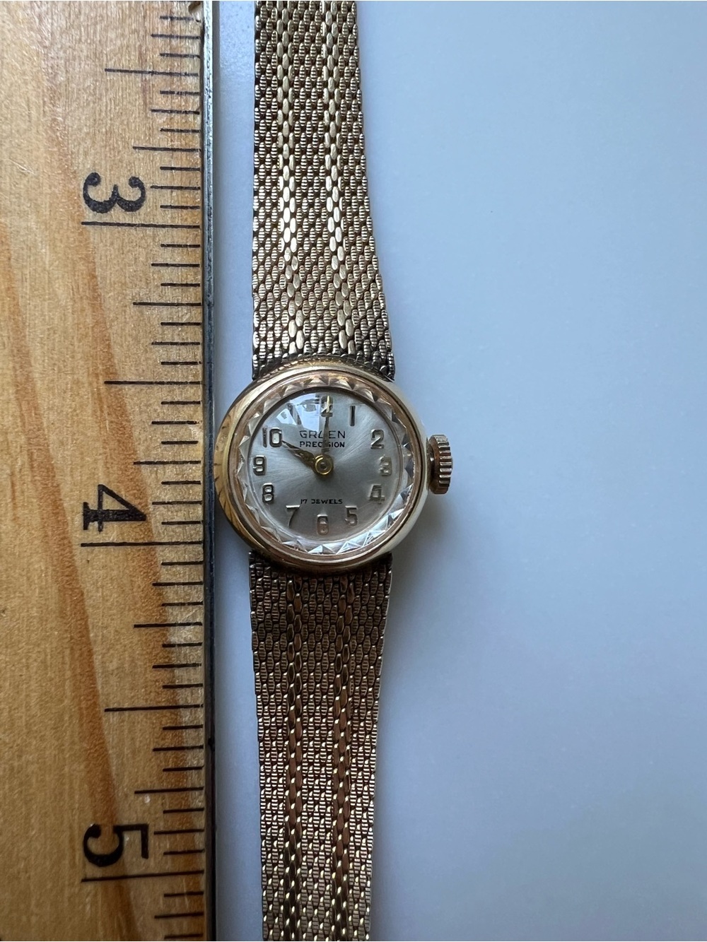 Gruen Precision Women's Gold-Tone Mesh Bracelet Watch 17 Jewel 14k - Picture 10 of 12